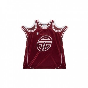 Koszulki Telfar Triple Jersey Bordowe | PLVD3299