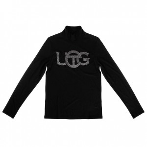 Koszulki Telfar x UGG Crystal Logo Mockneck Czarne | PLIS3288