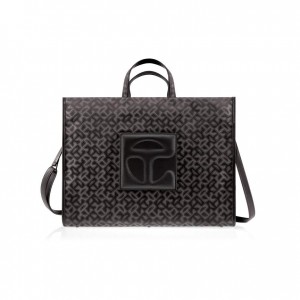 Torby Telfar Monogram Large Jacquard Czarne | PLJJ3163