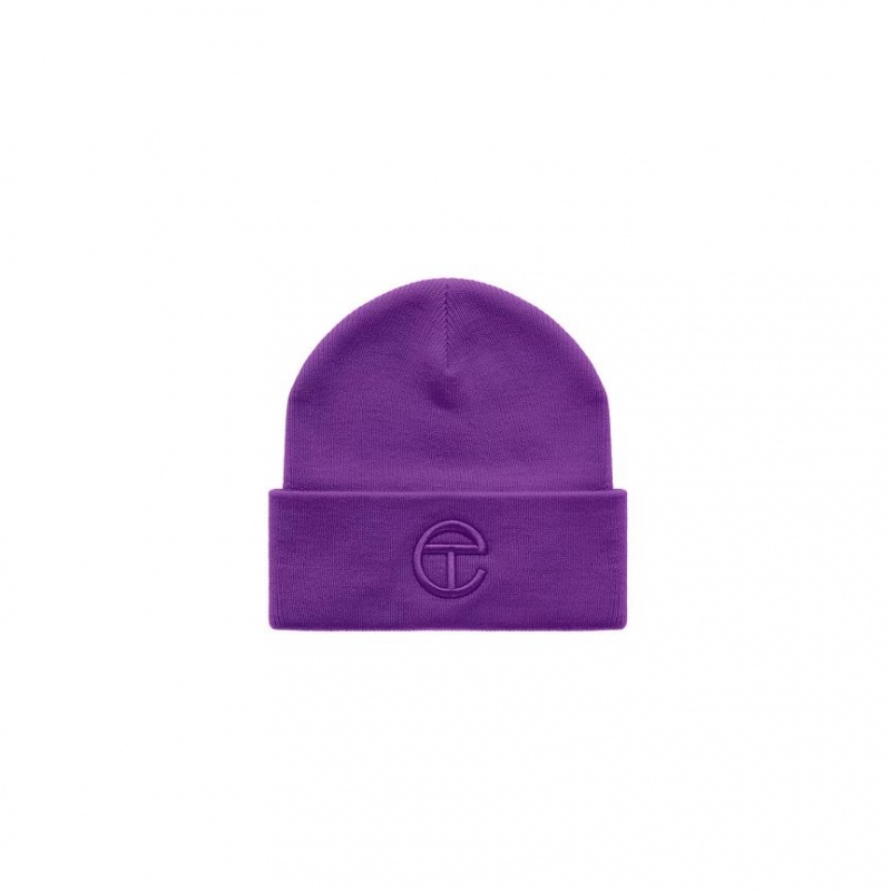 Czapka Telfar Beanie Embroidered B Fioletowe | PLEX3677