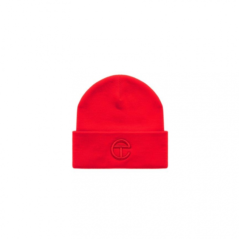 Czapka Telfar Beanie Embroidered C Czerwone | PLWY3678