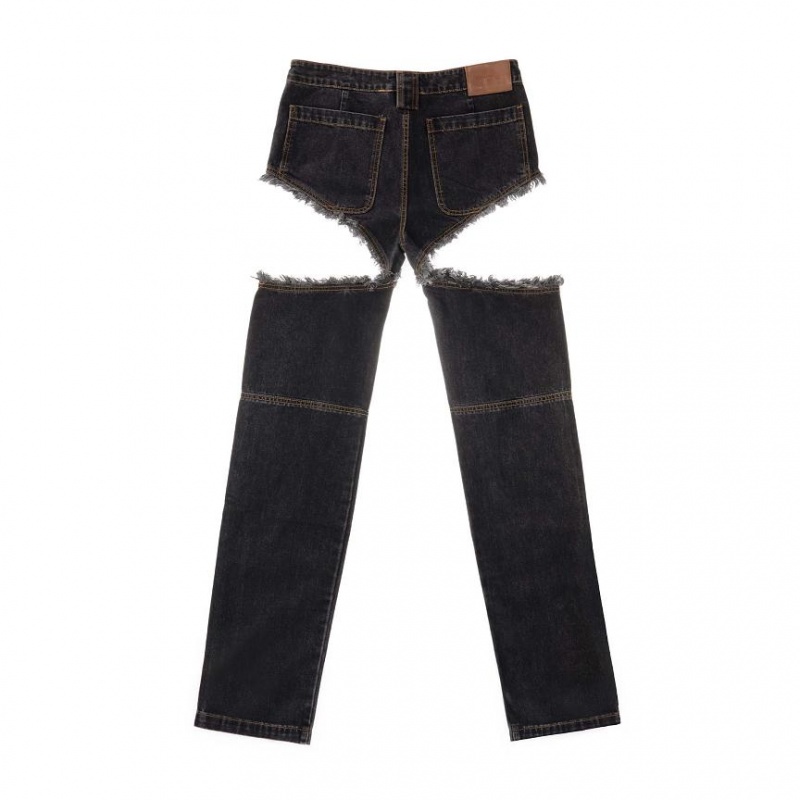 Jeansy Telfar Thigh-Hole Denim Czarne | PLRW3416