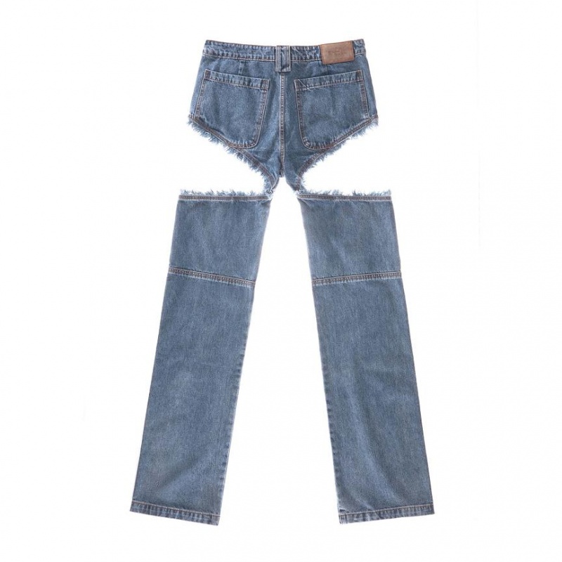 Jeansy Telfar Thigh-Hole Denim Niebieskie | PLEX3417