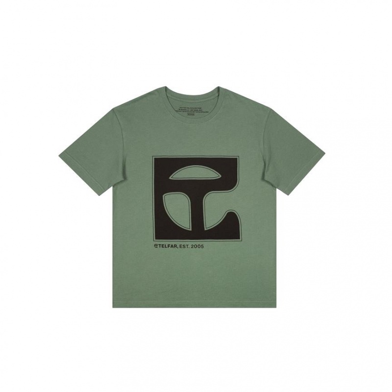 Koszulki Telfar Monogram- Olive Zielone | PLMA3296