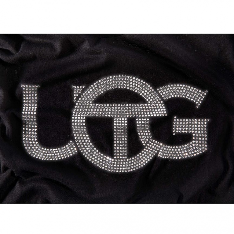 Koszulki Telfar x UGG Crystal Logo Mockneck Czarne | PLIS3288