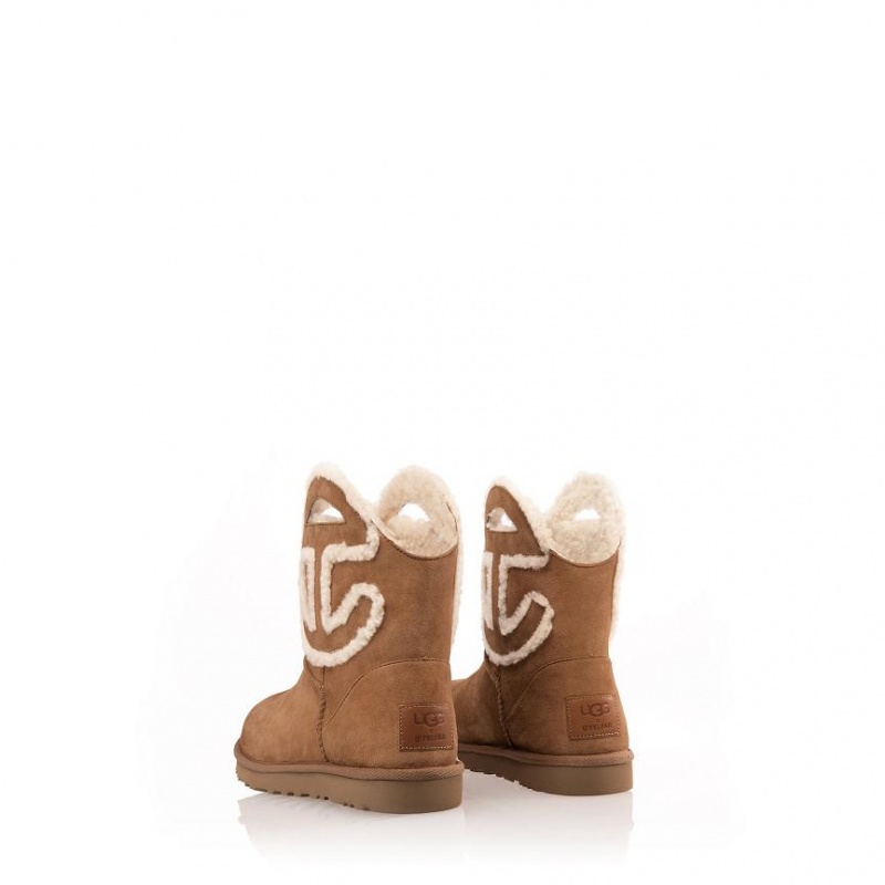 Kozaki Telfar x UGG Logo Mini Brązowe | PLKI3020