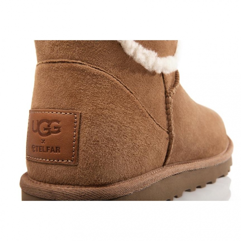 Kozaki Telfar x UGG Logo Mini Brązowe | PLKI3020