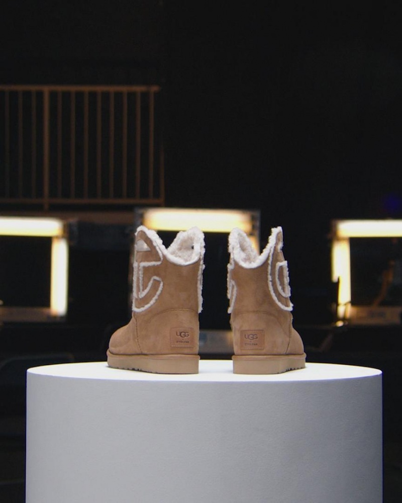 Kozaki Telfar x UGG Logo Mini Brązowe | PLKI3020