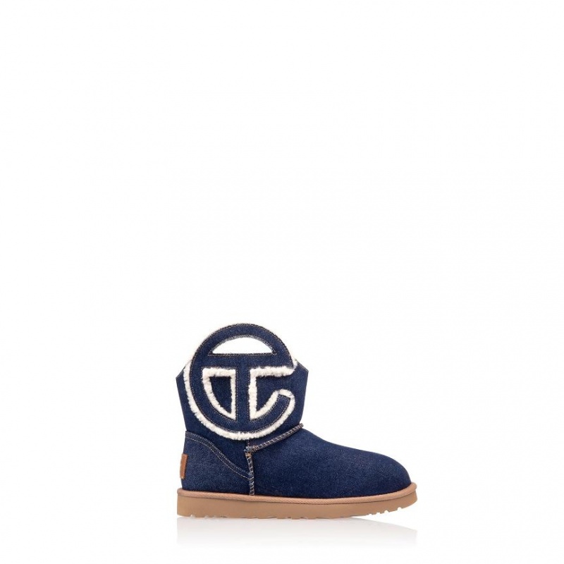 Kozaki Telfar x UGG Logo Mini Denim Niebieskie | PLJJ3021