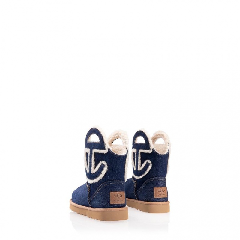 Kozaki Telfar x UGG Logo Mini Denim Niebieskie | PLJJ3021