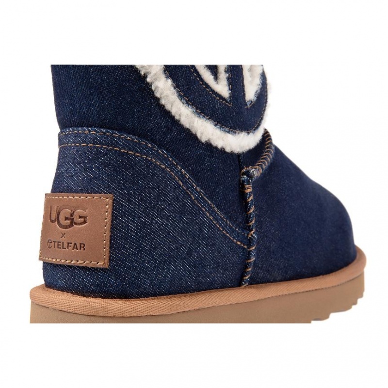 Kozaki Telfar x UGG Logo Mini Denim Niebieskie | PLJJ3021