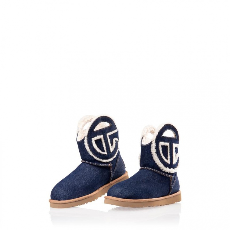 Kozaki Telfar x UGG Logo Mini Denim Niebieskie | PLJJ3021