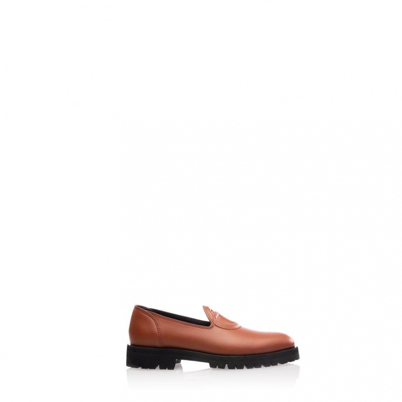 Loafersy Telfar Logo Brązowe | PLNB3013