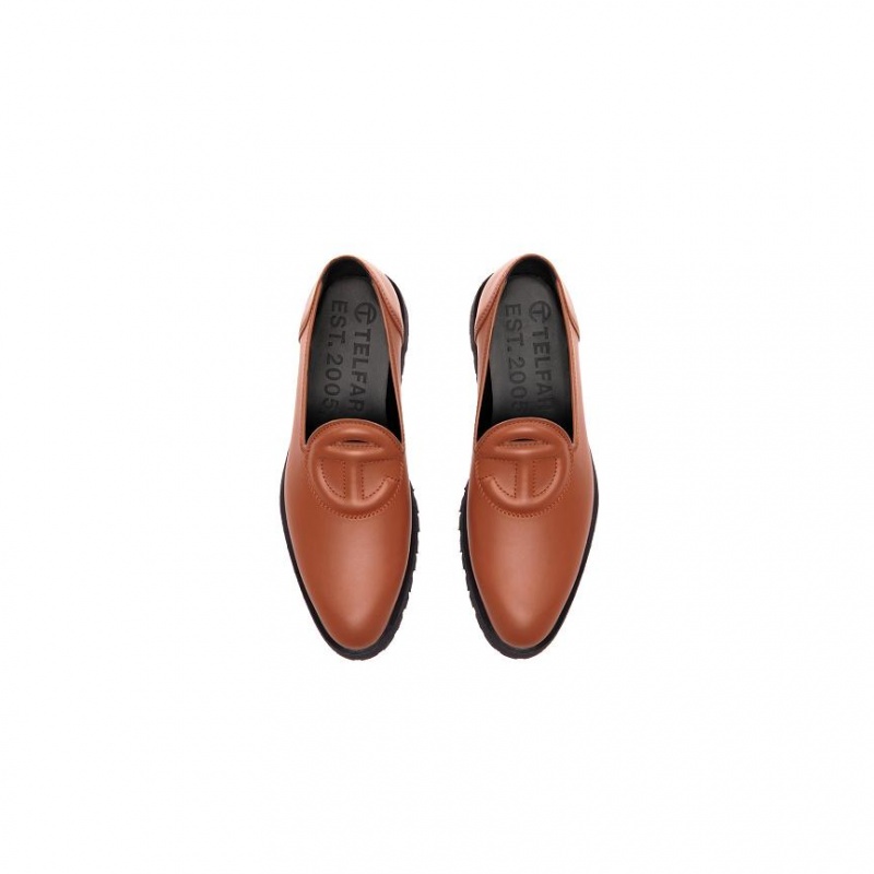 Loafersy Telfar Logo Brązowe | PLNB3013