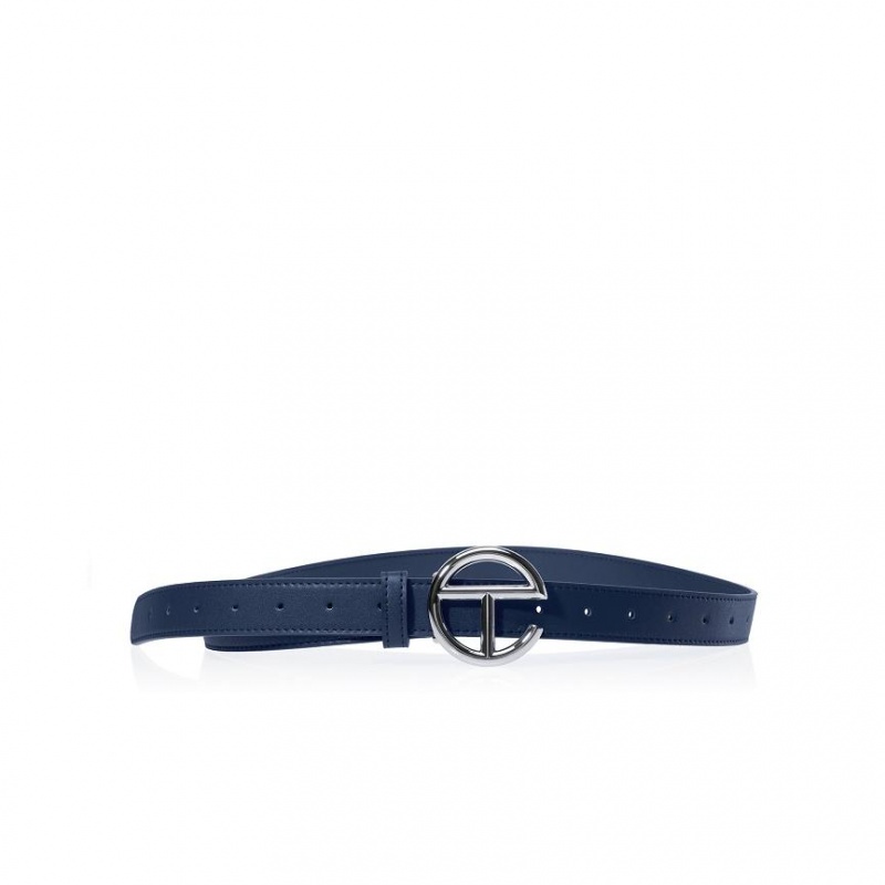 Paski Telfar Belts Logo D Srebrne Granatowe | PLSO3641