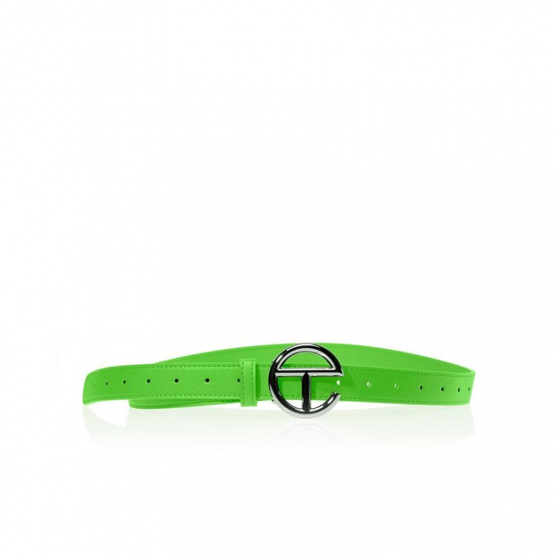 Paski Telfar Belts Logo W Srebrne Zielone | PLLH3660