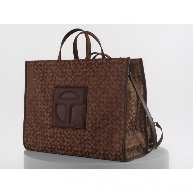 Torby Telfar Monogram Large Jacquard Brązowe | PLFM3166