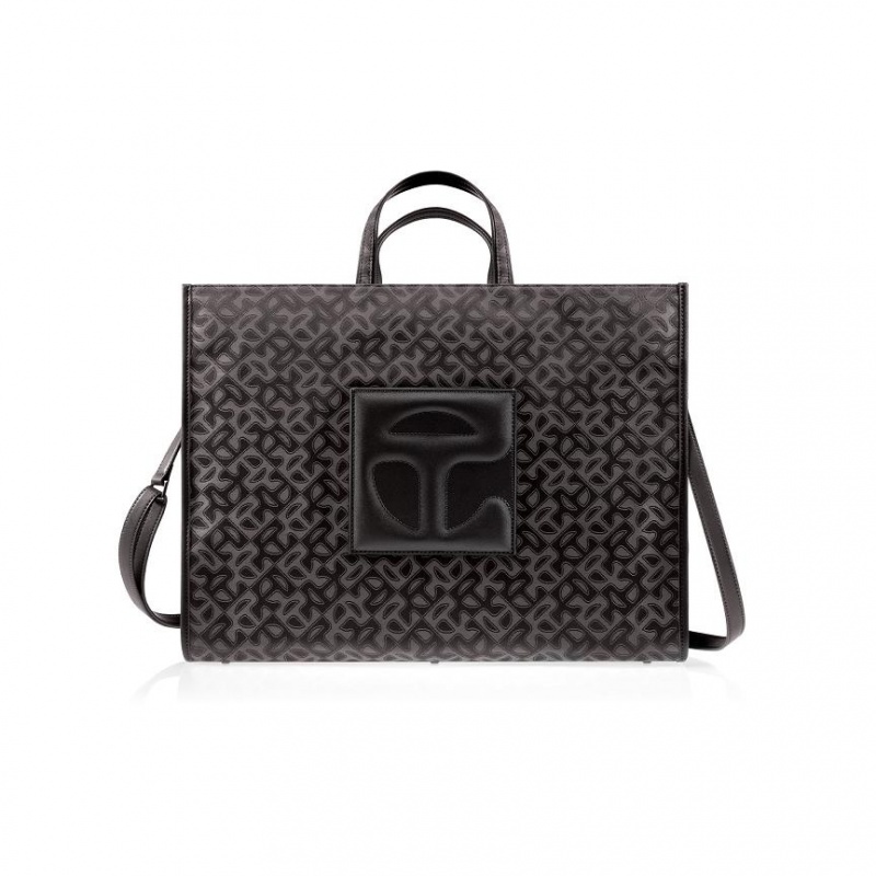 Torby Telfar Monogram Large Jacquard Czarne | PLJJ3163